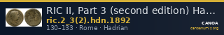 RIC II, Part 3 (second edition) Hadrian 1892 — CANOA
