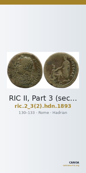 RIC II, Part 3 (second edition) Hadrian 1893 — CANOA