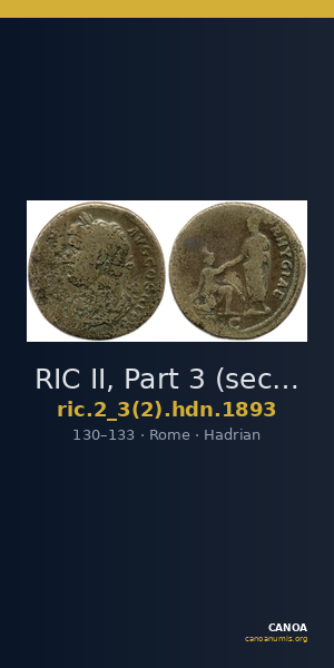 RIC II, Part 3 (second edition) Hadrian 1893 — CANOA