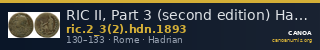 RIC II, Part 3 (second edition) Hadrian 1893 — CANOA