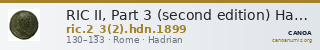 RIC II, Part 3 (second edition) Hadrian 1899 — CANOA