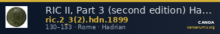 RIC II, Part 3 (second edition) Hadrian 1899 — CANOA