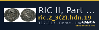 RIC II, Part 3 (second edition) Hadrian 19 — CANOA