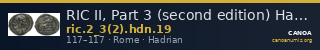 RIC II, Part 3 (second edition) Hadrian 19 — CANOA