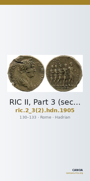 RIC II, Part 3 (second edition) Hadrian 1905 — CANOA