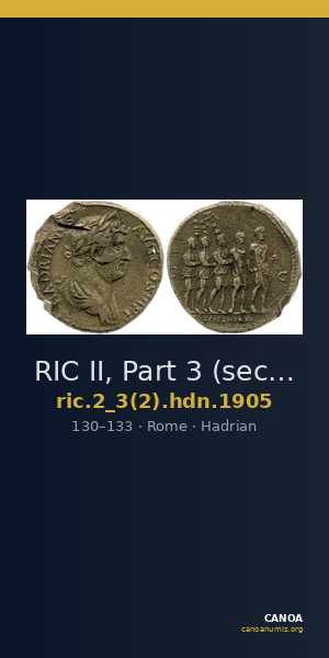 RIC II, Part 3 (second edition) Hadrian 1905 — CANOA