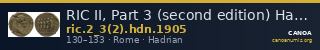 RIC II, Part 3 (second edition) Hadrian 1905 — CANOA
