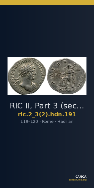 RIC II, Part 3 (second edition) Hadrian 191 — CANOA
