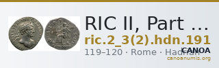 RIC II, Part 3 (second edition) Hadrian 191 — CANOA