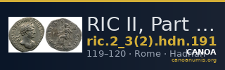 RIC II, Part 3 (second edition) Hadrian 191 — CANOA