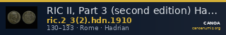 RIC II, Part 3 (second edition) Hadrian 1910 — CANOA