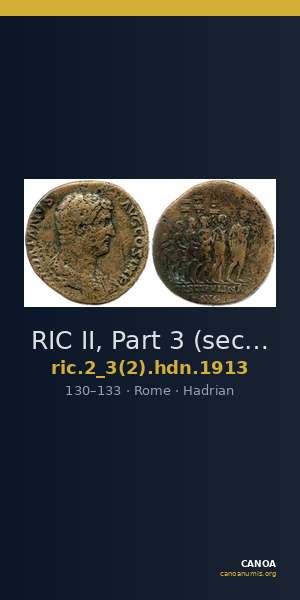 RIC II, Part 3 (second edition) Hadrian 1913 — CANOA