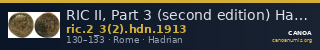 RIC II, Part 3 (second edition) Hadrian 1913 — CANOA