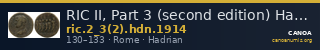 RIC II, Part 3 (second edition) Hadrian 1914 — CANOA