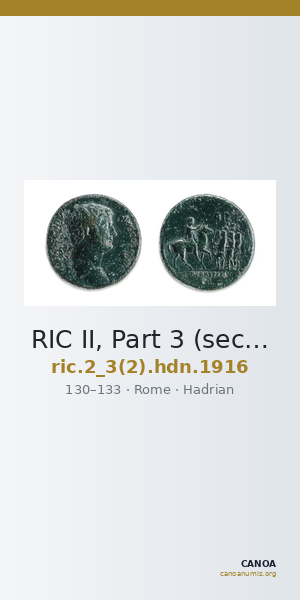 RIC II, Part 3 (second edition) Hadrian 1916 — CANOA