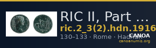 RIC II, Part 3 (second edition) Hadrian 1916 — CANOA
