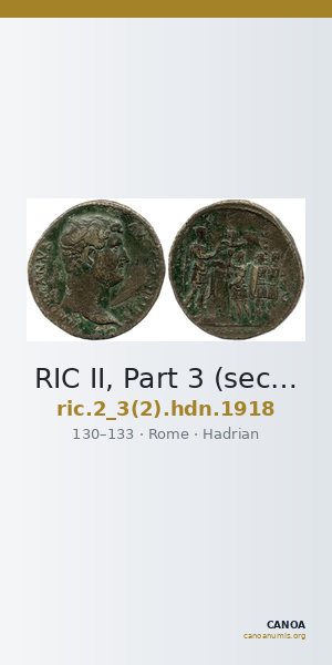 RIC II, Part 3 (second edition) Hadrian 1918 — CANOA