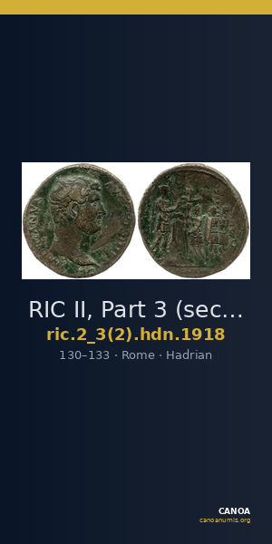 RIC II, Part 3 (second edition) Hadrian 1918 — CANOA