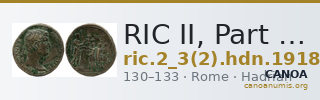 RIC II, Part 3 (second edition) Hadrian 1918 — CANOA