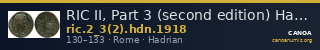 RIC II, Part 3 (second edition) Hadrian 1918 — CANOA