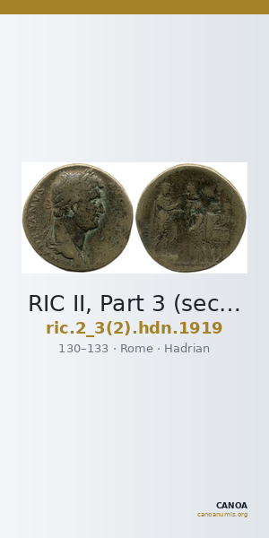 RIC II, Part 3 (second edition) Hadrian 1919 — CANOA
