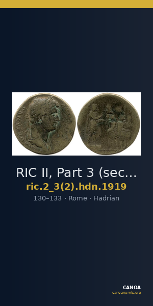 RIC II, Part 3 (second edition) Hadrian 1919 — CANOA