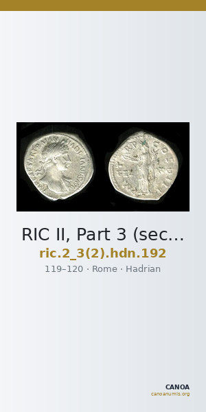 RIC II, Part 3 (second edition) Hadrian 192 — CANOA