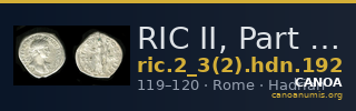 RIC II, Part 3 (second edition) Hadrian 192 — CANOA