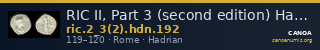 RIC II, Part 3 (second edition) Hadrian 192 — CANOA