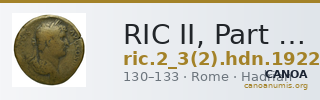 RIC II, Part 3 (second edition) Hadrian 1922 — CANOA