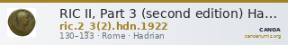 RIC II, Part 3 (second edition) Hadrian 1922 — CANOA