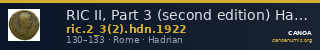 RIC II, Part 3 (second edition) Hadrian 1922 — CANOA