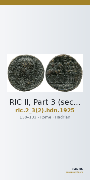 RIC II, Part 3 (second edition) Hadrian 1925 — CANOA