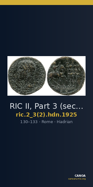 RIC II, Part 3 (second edition) Hadrian 1925 — CANOA