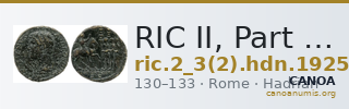 RIC II, Part 3 (second edition) Hadrian 1925 — CANOA