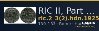 RIC II, Part 3 (second edition) Hadrian 1925 — CANOA