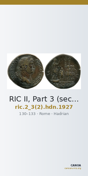RIC II, Part 3 (second edition) Hadrian 1927 — CANOA