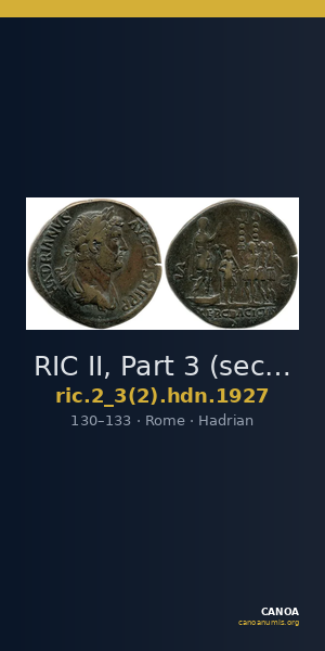 RIC II, Part 3 (second edition) Hadrian 1927 — CANOA