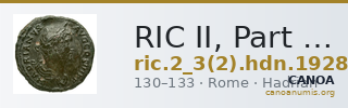 RIC II, Part 3 (second edition) Hadrian 1928 — CANOA