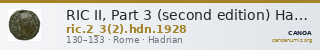 RIC II, Part 3 (second edition) Hadrian 1928 — CANOA