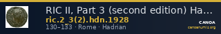 RIC II, Part 3 (second edition) Hadrian 1928 — CANOA