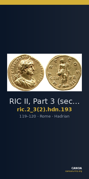 RIC II, Part 3 (second edition) Hadrian 193 — CANOA