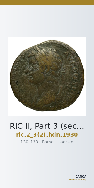 RIC II, Part 3 (second edition) Hadrian 1930 — CANOA
