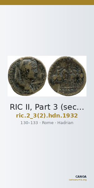 RIC II, Part 3 (second edition) Hadrian 1932 — CANOA