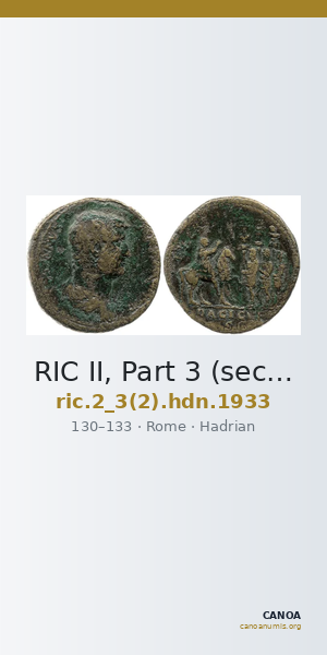 RIC II, Part 3 (second edition) Hadrian 1933 — CANOA