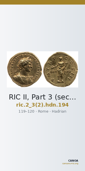 RIC II, Part 3 (second edition) Hadrian 194 — CANOA