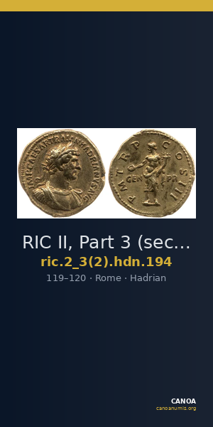 RIC II, Part 3 (second edition) Hadrian 194 — CANOA