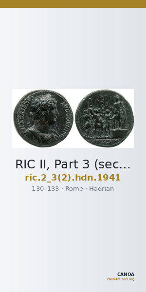 RIC II, Part 3 (second edition) Hadrian 1941 — CANOA