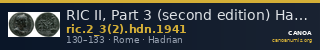 RIC II, Part 3 (second edition) Hadrian 1941 — CANOA