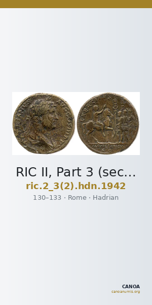 RIC II, Part 3 (second edition) Hadrian 1942 — CANOA